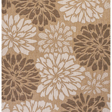 Zinnia Modern Floral Textured Weave Indoor/outdoor Square Rug